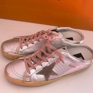 Golden Goose Pink and Brown Star Sneakers